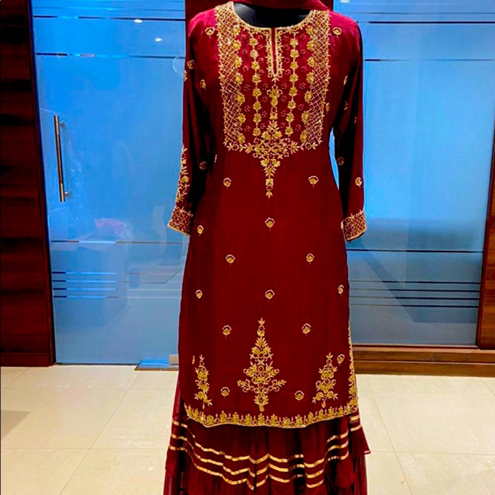Embroidered Sharara dress ready to wear